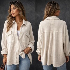 Aerie Cream Waffle Knit Top